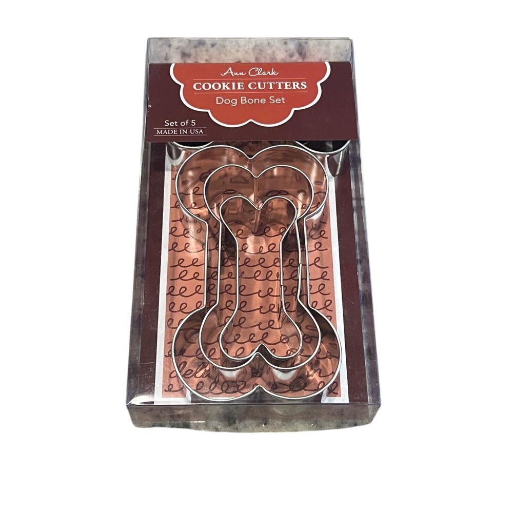 Ann Clark Dog Bone Cookie Cutter Set 5 Piece Tin Plated Steel Made in USA